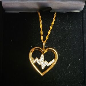 Gold Heartbeat Pendant Necklace